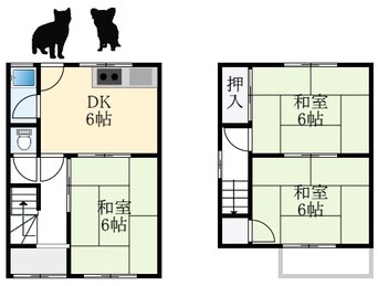 間取図 泉北高速鉄道/深井駅 徒歩10分 1-2階 築48年