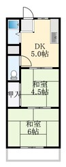 上野ハイツ 2DKの間取り