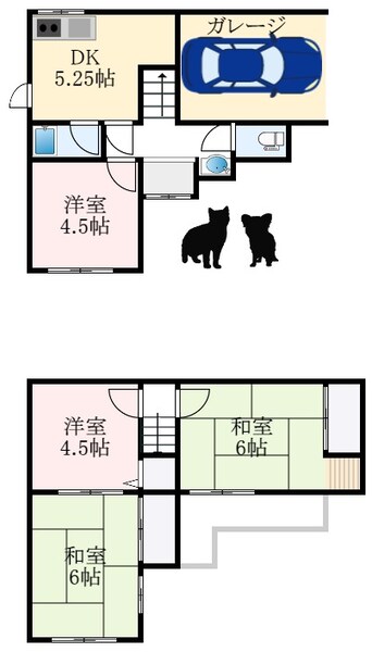 間取図 南海高野線/初芝駅 徒歩13分 1-2階 築47年