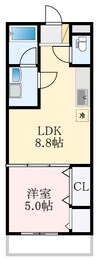 近鉄長野線/喜志駅 徒歩17分 1階 築14年 1LDKの間取り