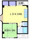 ラフィーネ2号館 1LDKの間取り