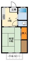 杉本ハイツ 1Kの間取り