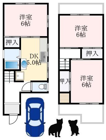 間取図 南海高野線/北野田駅 徒歩24分 1-2階 築50年