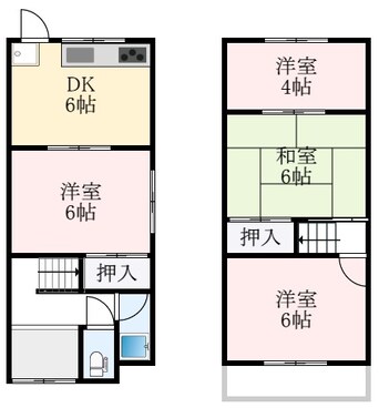 間取図 南海高野線/萩原天神駅 徒歩24分 1-2階 築50年