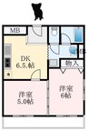 セジュール水賀池 2DKの間取り