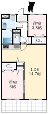 グランドソレーユ深井 2LDKの間取り