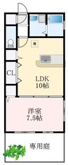 スカイコート 1LDKの間取り