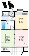 南海高野線/滝谷駅 徒歩10分 2階 築31年 2DKの間取り