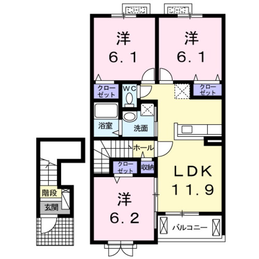 間取図 泉北高速鉄道/深井駅 徒歩12分 2階 築7年