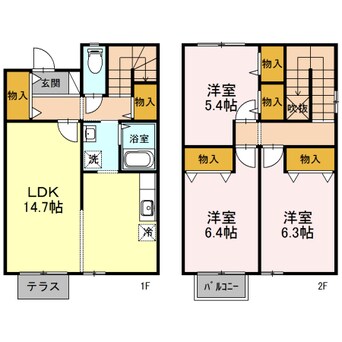 間取図 泉北高速鉄道/深井駅 徒歩14分 1-2階 築18年