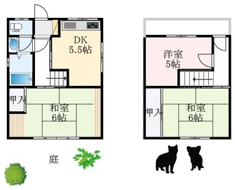 間取図 南海高野線/北野田駅 徒歩6分 1-2階 築51年