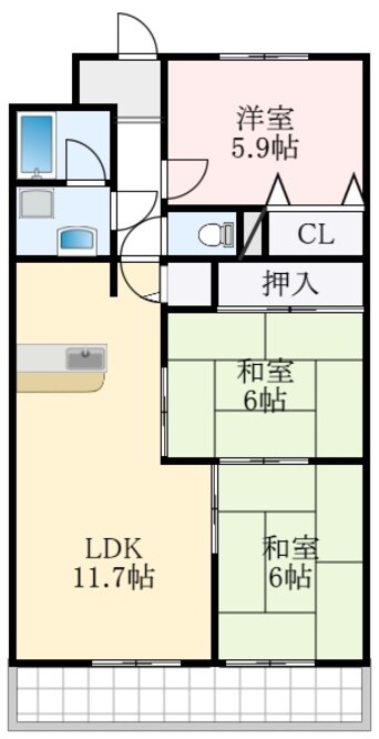 間取図 泉北高速鉄道/深井駅 徒歩7分 4階 築30年