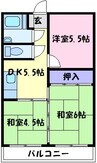 小田第二マンション 3DKの間取り