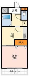 クレールシャンブル16 1DKの間取り