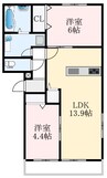 南海高野線/初芝駅 徒歩18分 3階 築浅 2LDKの間取り