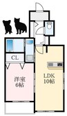 エルデノース 1LDKの間取り