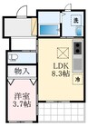 メゾンド　ソレイユ 1LDKの間取り