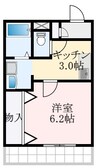 ヴィラナカヤマ 1Kの間取り