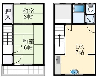 間取図 南海高野線/金剛駅 徒歩18分 1-2階 築53年