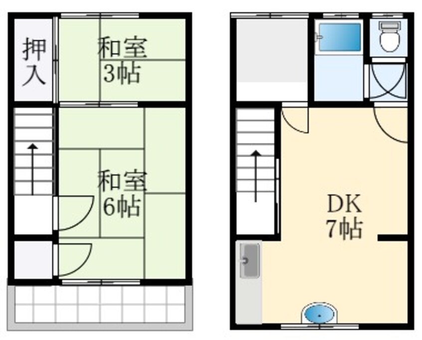 間取図 南海高野線/金剛駅 徒歩18分 1-2階 築53年