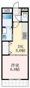 ガーデンヒルズI 1DKの間取り