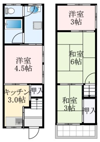 間取図 南海高野線/初芝駅 徒歩9分 1-2階 築52年