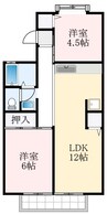 セジュール土師 2LDKの間取り