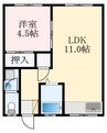 川端マンション 1LDKの間取り