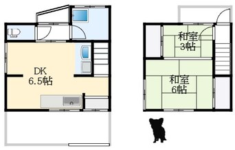 間取図 南海高野線/初芝駅 徒歩8分 1-2階 築55年