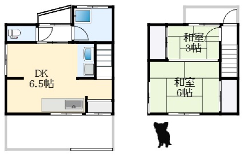 間取図 南海高野線/初芝駅 徒歩8分 1-2階 築55年