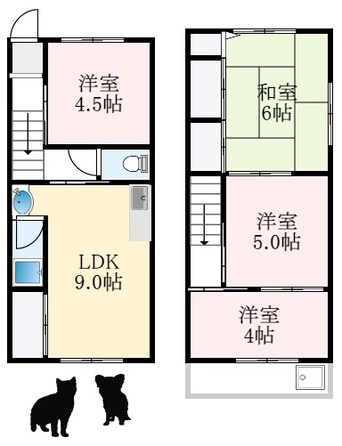 間取図 南海高野線/白鷺駅 徒歩19分 1-2階 築46年