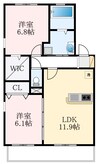 アヴァンセ和泉中央A棟 2LDKの間取り