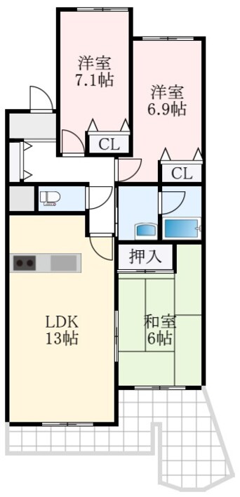 間取図 泉北高速鉄道/光明池駅 徒歩7分 1階 築31年