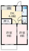 狭山サンハイツ 2DKの間取り