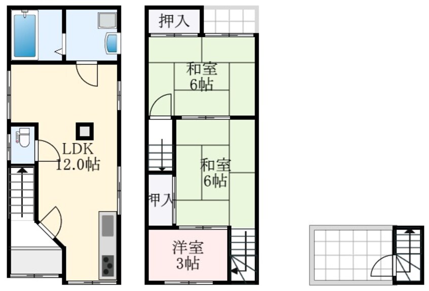 間取図 泉北高速鉄道/深井駅 徒歩22分 1-2階 築48年