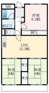 初芝グリーンハイツ 3LDKの間取り