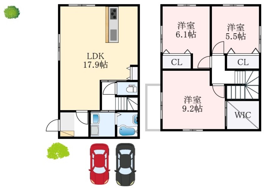 間取図 近鉄長野線/喜志駅 徒歩20分 1-2階 築5年