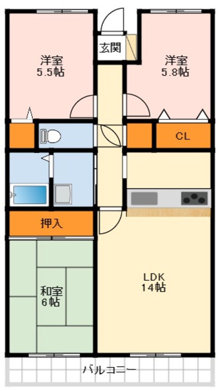 間取図 泉北高速鉄道/泉ケ丘駅 徒歩18分 2階 築27年