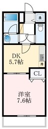 ラパス高倉台Ⅱ番館 1DKの間取り