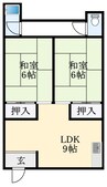 西野コーポ 2DKの間取り