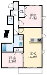 シャーメゾンガーデンズエステートB 2LDKの間取り