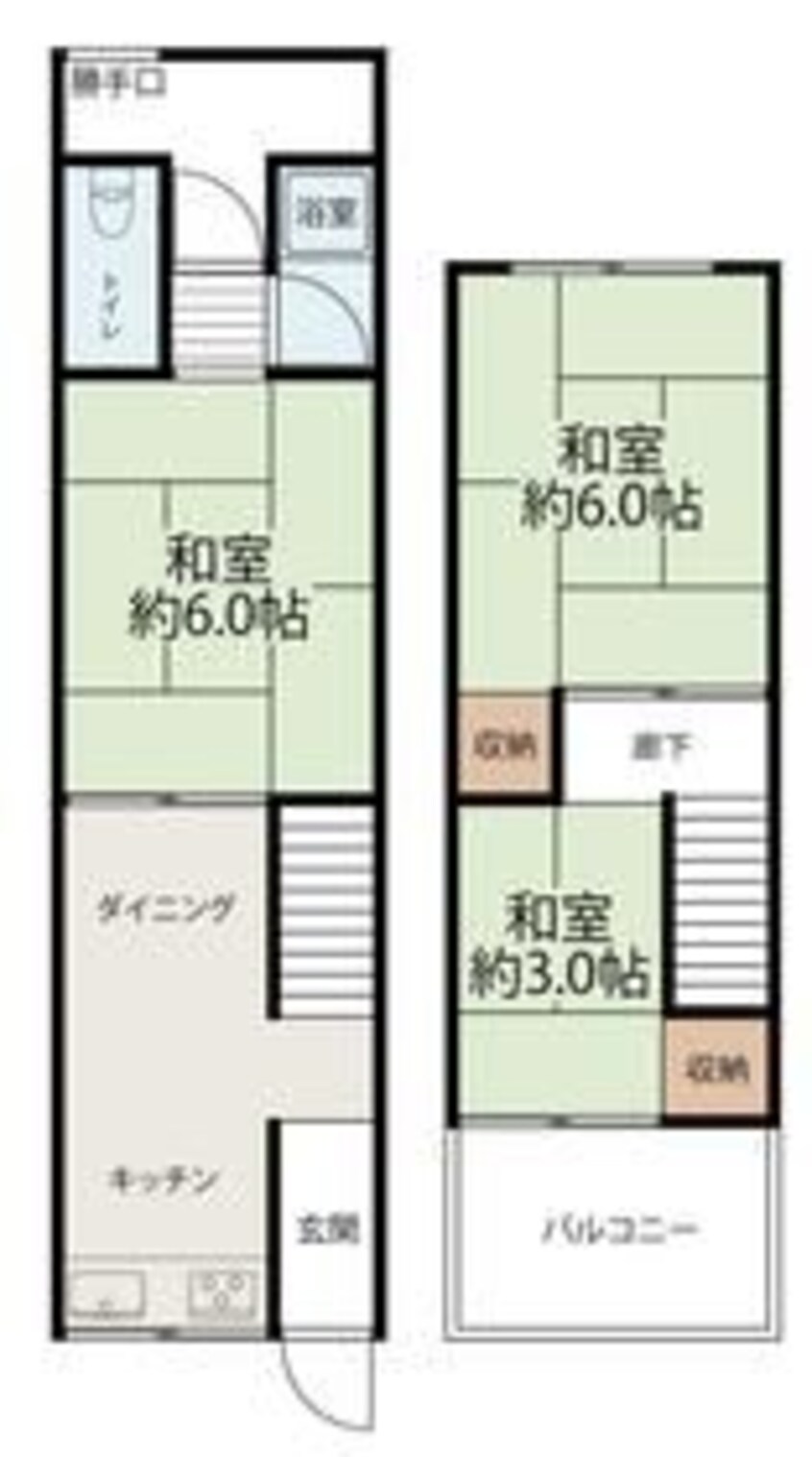 間取図 南海高野線/初芝駅 徒歩5分 1-2階 築59年