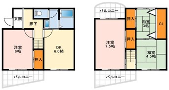 間取図 南海高野線/北野田駅 徒歩3分 1-2階 築45年