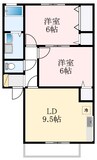 グリーンコート萩天 2LDKの間取り