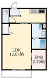 CASA VIVACE 北野田 1LDKの間取り