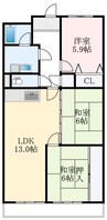 南海狭山コーポ 3LDKの間取り