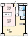 狭山ハウス3号棟 2LDKの間取り