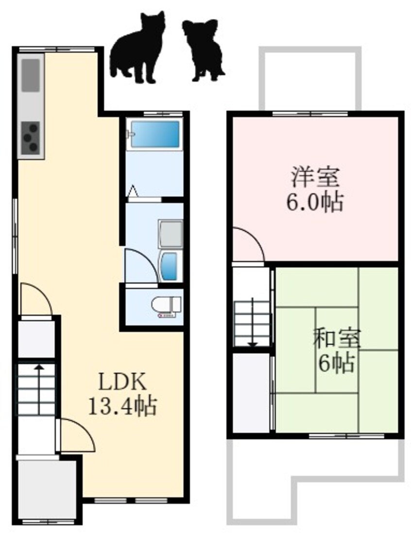 間取図 南海高野線/初芝駅 徒歩11分 1-2階 築52年