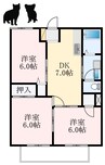 サンメゾン太子 3DKの間取り