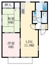 近鉄長野線/喜志駅 徒歩14分 1階 築24年 2LDKの間取り